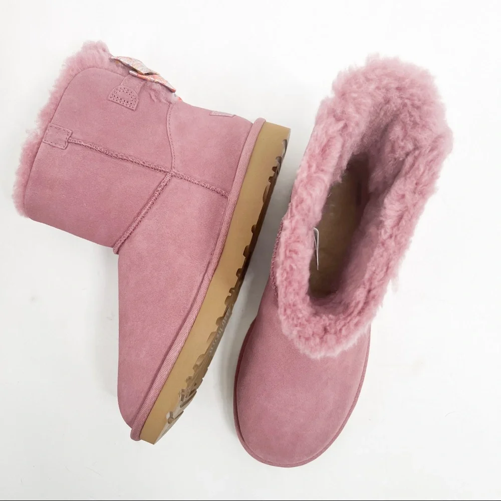 UGG Mini Bailey Bow Splatter Boots Color Urchin - Picture 9 of 15